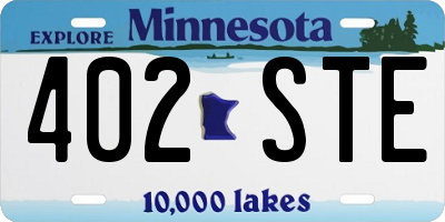 MN license plate 402STE