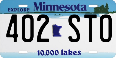 MN license plate 402STO