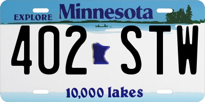 MN license plate 402STW