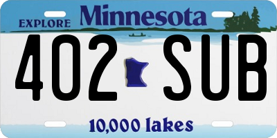 MN license plate 402SUB