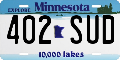 MN license plate 402SUD