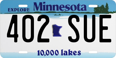 MN license plate 402SUE
