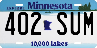 MN license plate 402SUM