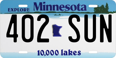 MN license plate 402SUN