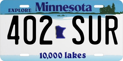 MN license plate 402SUR