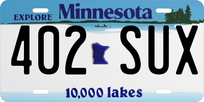 MN license plate 402SUX