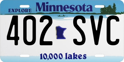 MN license plate 402SVC