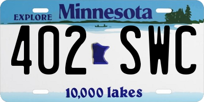 MN license plate 402SWC