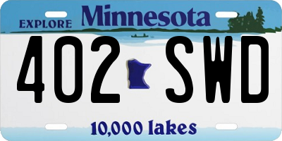 MN license plate 402SWD