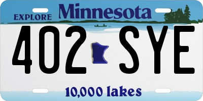 MN license plate 402SYE