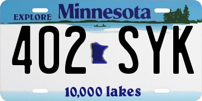MN license plate 402SYK