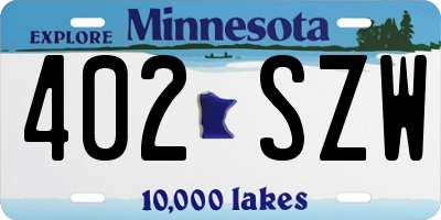 MN license plate 402SZW