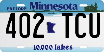 MN license plate 402TCU