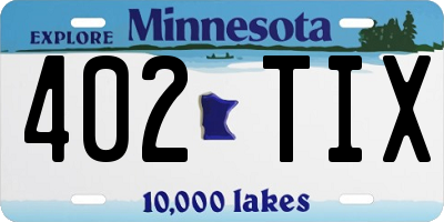 MN license plate 402TIX