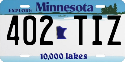 MN license plate 402TIZ