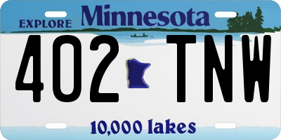 MN license plate 402TNW