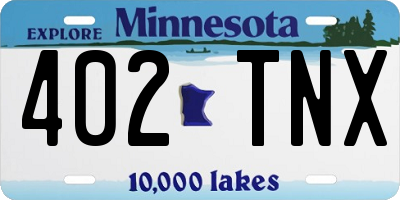 MN license plate 402TNX