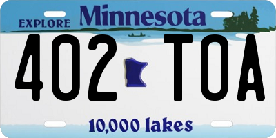 MN license plate 402TOA