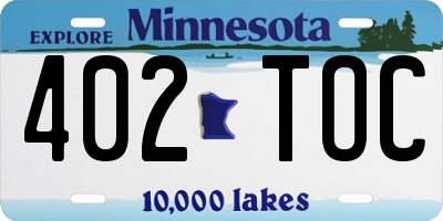 MN license plate 402TOC