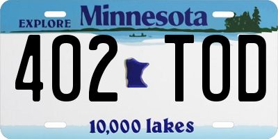 MN license plate 402TOD