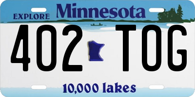 MN license plate 402TOG