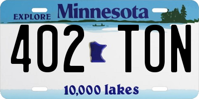 MN license plate 402TON