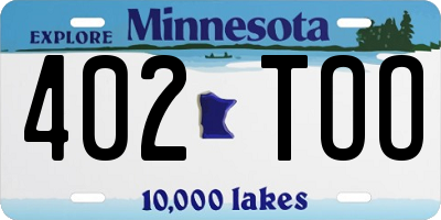 MN license plate 402TOO