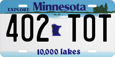 MN license plate 402TOT