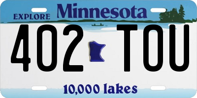 MN license plate 402TOU