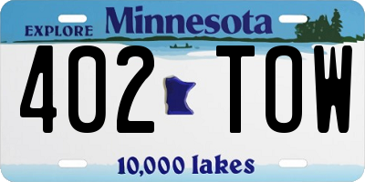 MN license plate 402TOW