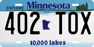 MN license plate 402TOX
