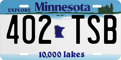 MN license plate 402TSB
