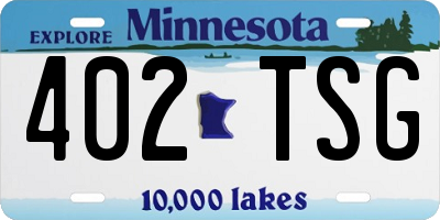 MN license plate 402TSG