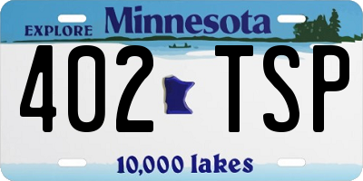 MN license plate 402TSP