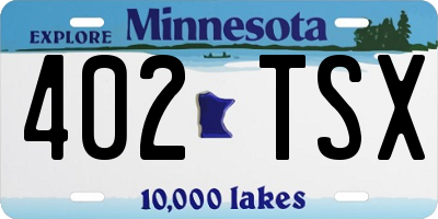MN license plate 402TSX