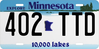 MN license plate 402TTD