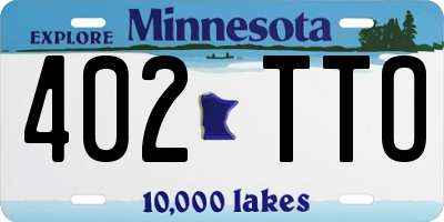 MN license plate 402TTO