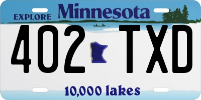 MN license plate 402TXD