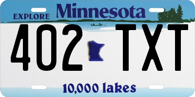 MN license plate 402TXT