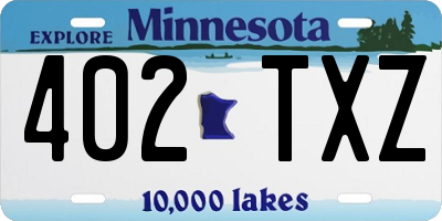 MN license plate 402TXZ