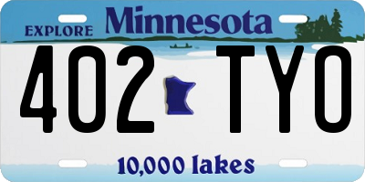 MN license plate 402TYO