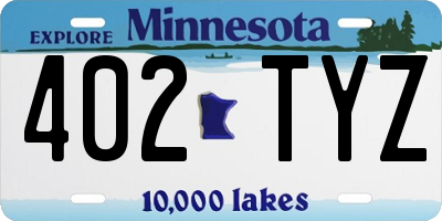 MN license plate 402TYZ