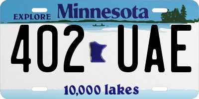 MN license plate 402UAE