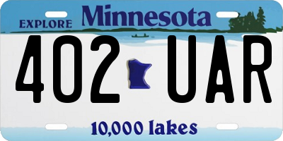 MN license plate 402UAR