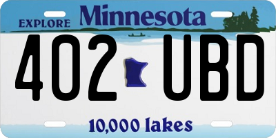 MN license plate 402UBD