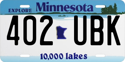 MN license plate 402UBK
