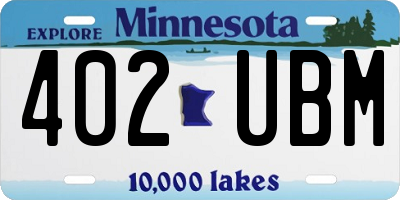 MN license plate 402UBM
