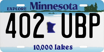 MN license plate 402UBP