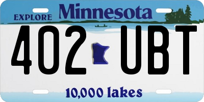 MN license plate 402UBT