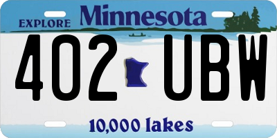 MN license plate 402UBW